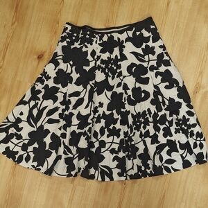 RW&CO. Black and White Floral A-Line Skirt